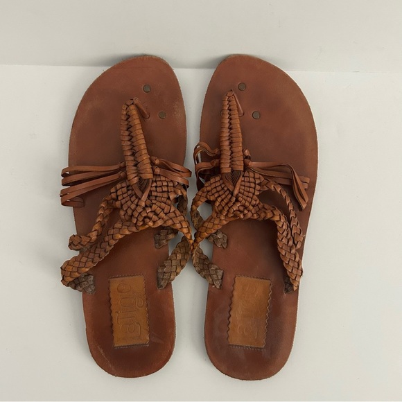 Brown Braided Leather Sandals - Picture 1 of 3